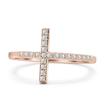Half Eternity Natural Diamond Cross Ring